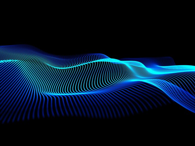 3D render of an abstract tech background with flowing cyber lines