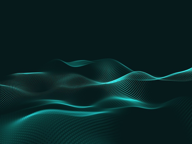 3D render of an abstract technology with flowing particles