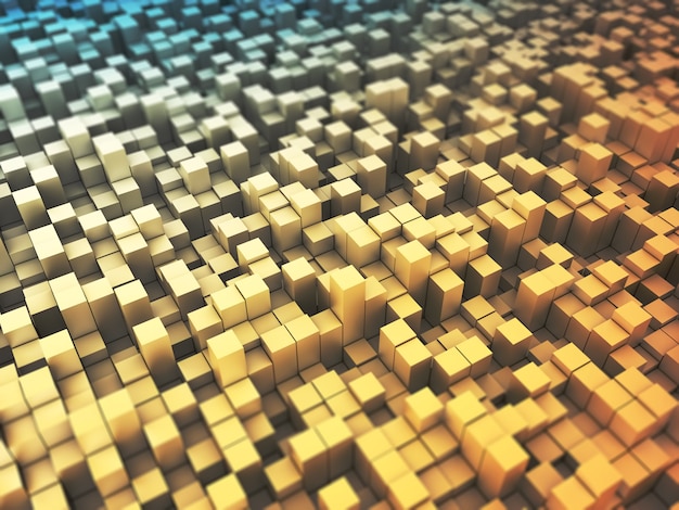 3D render of an abstract with extruding blocks