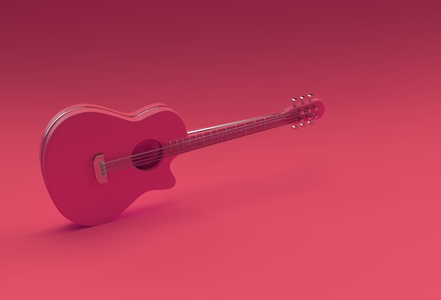 無料写真 3dレンダリングアコースティックギター3dイラストデザイン