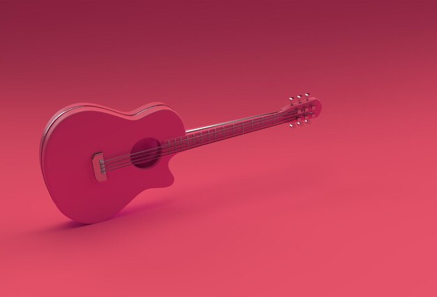 3D Render Acoustic Guitar 3d illustration Design