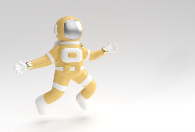 3D-рендеринг астронавта, прыгающего в действии, 3D-иллюстрация Дизайн.