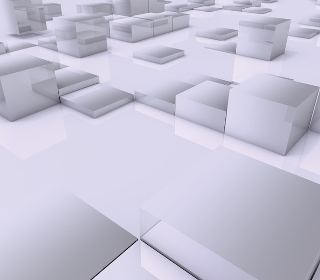 3D render of a background of glossy cubes