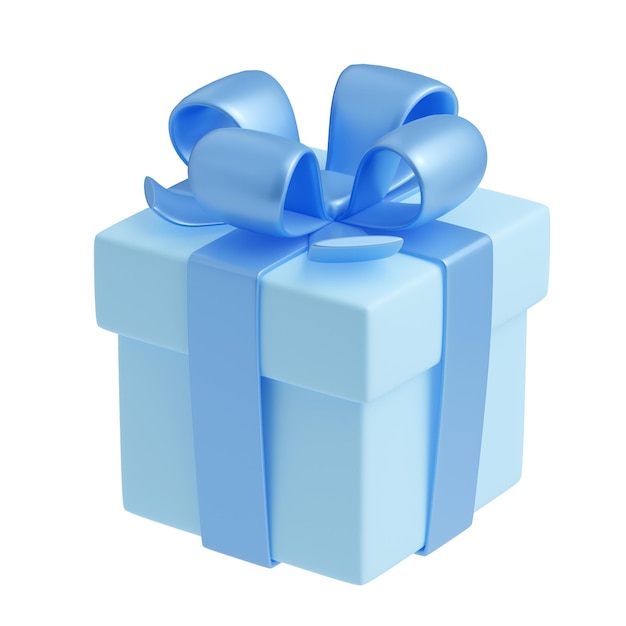 Free photo 3d render blue gift box with ribbon male package