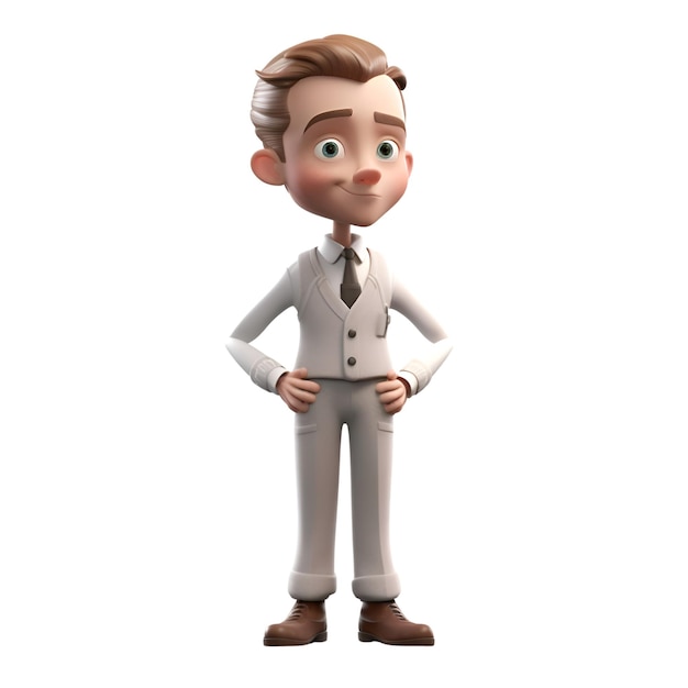 3D Render of a Business man with hands on his waist