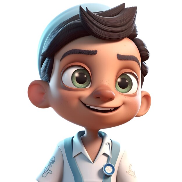 3D Render of a cartoon character with stethoscope around his neck