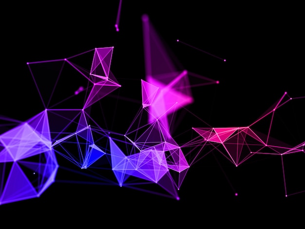 3D render of a colourful techno plexus design background