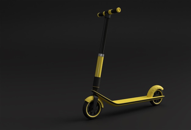 子供のためのシングルプッシュスクーターの3dレンダリングコンセプト3dアートデザインイラスト。