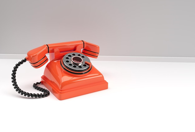 3D Render Concept of Old Telephone 3D art Design illustration.