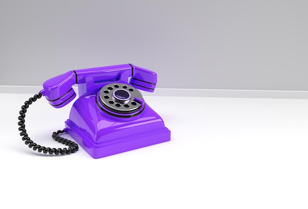 古い電話の3Dレンダリングの概念3Dアートデザインイラスト。