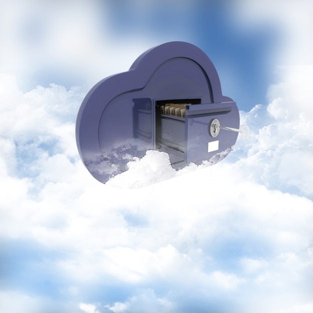 3d render of a concept of online storage in the clouds