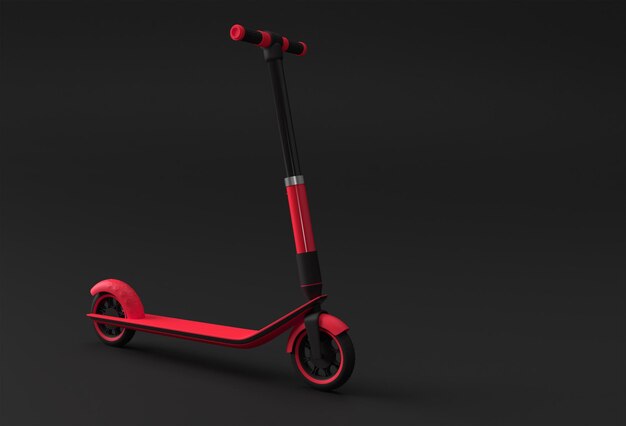 3D Render Concept of Single Push Scooter for children 3D art Design illustration.