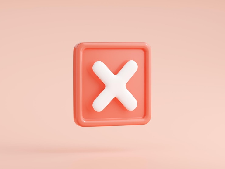 Free Photo 3d render cross mark isolated icon error x symbol