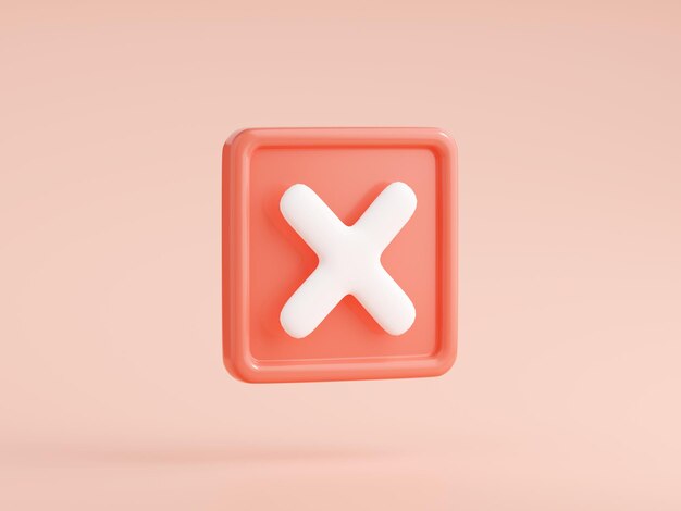 3d render cross mark isolated icon error X symbol