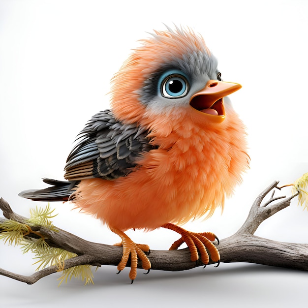 Free photo 3d render of a cute little bird isolated on white background