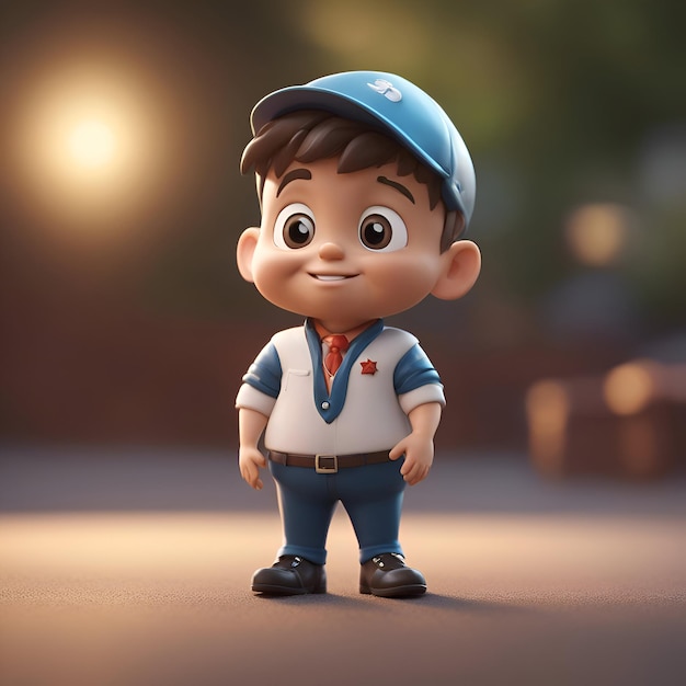 Free photo 3d render of a cute little boy wearing workwear