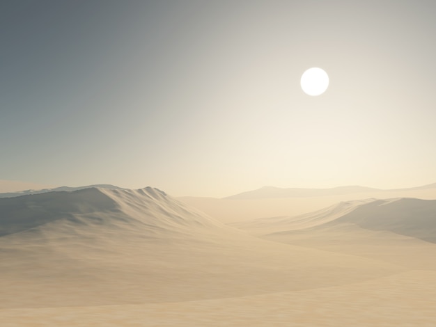 Foto gratuita rendering 3d di un paesaggio desertico con dune di sabbia