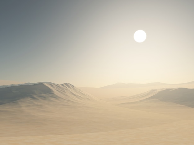 3d render of a desert landscape with sand dunes