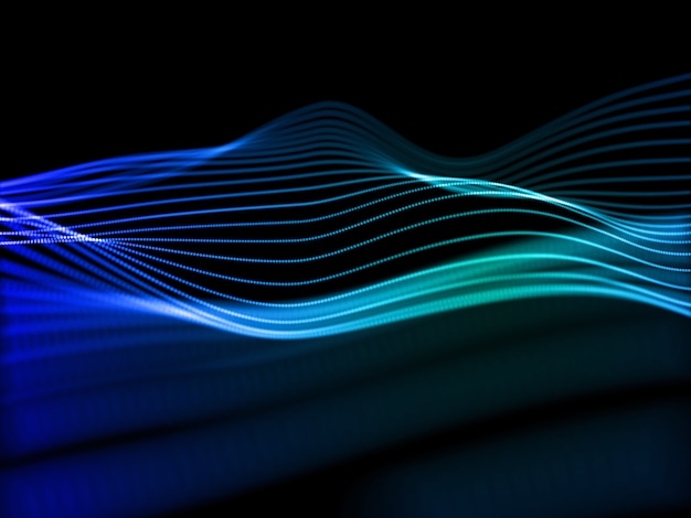 3D render of a digital technology background, network communications, Sound waves