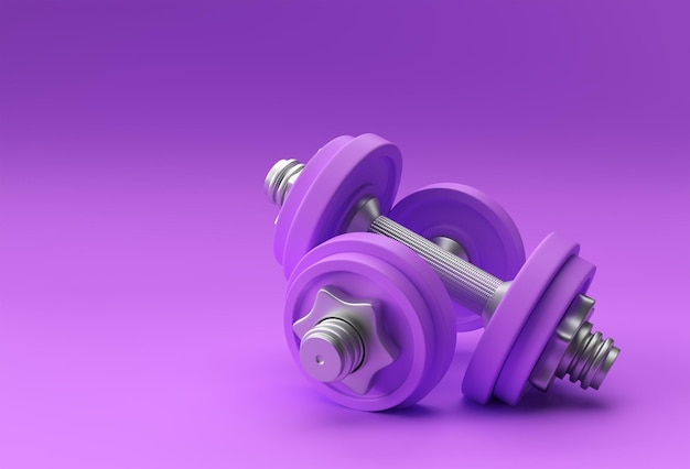 3d Render Dumbbells Set, Realistic Detailed Close Up View Isolated Sport Element of Fitness Dumbbell Design.