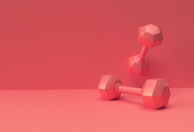 3d render set di manubri, realistico dettaglio vista ravvicinata isolato sport elemento di fitness dumbbell design.