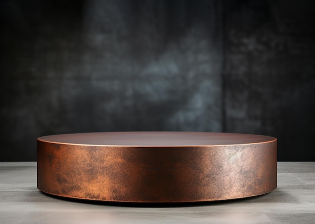 Free photo 3d render of empty oxidised copper podium for product display