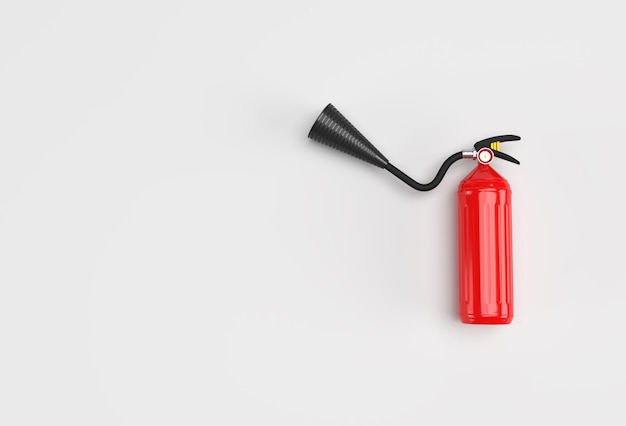 3D Render Fire Extinguisher Pastel White Background.