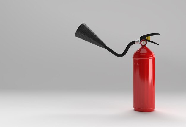 3D Render Fire Extinguisher Pastel White Background.