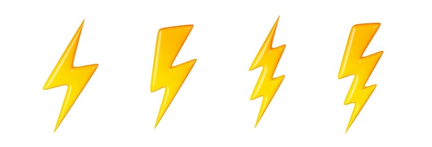 3D render flash lightning sale thunder bolts set