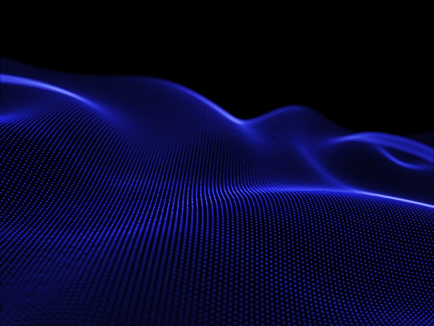 Free photo 3d render of a flowing particles creating an anstract landscape, modern technology