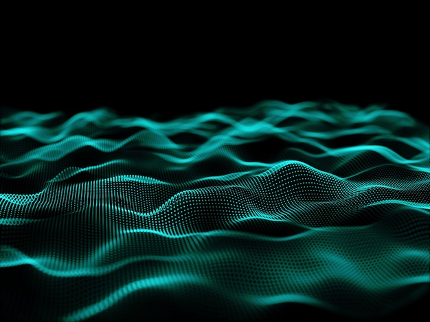 Free photo 3d render of a flowing particles design with cyber particles