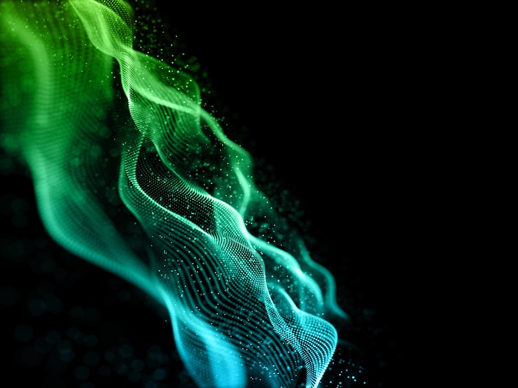 Free Photo 3d render of a flowing particles science background with shallow depth of field