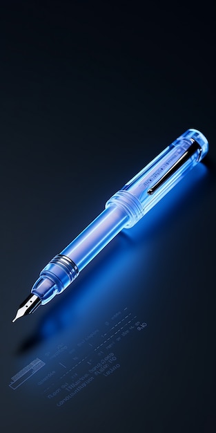 Free photo 3d render of fountain pen in neon colors