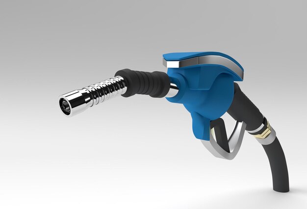 3D Render fuel pump nozzle isolated on Color Background.