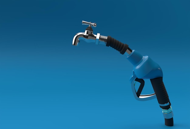 Free photo 3d render fuel pump nozzle with tap isolated on color background.