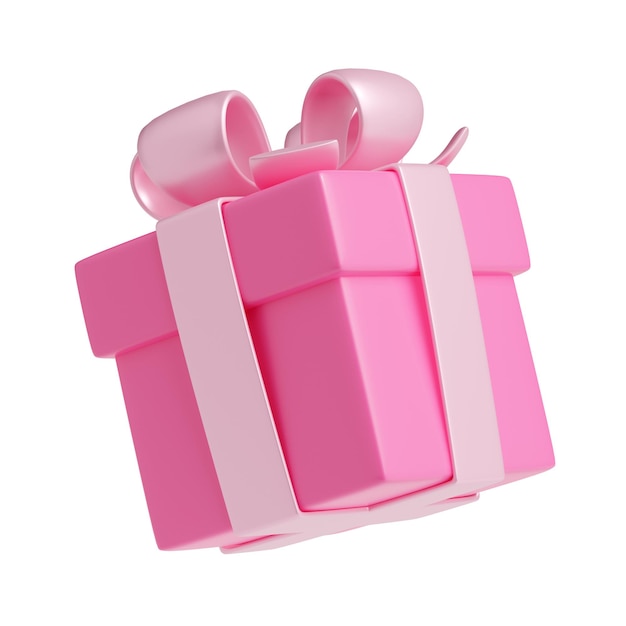 3D render gift box with ribbon present package