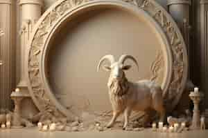 Free photo 3d render goat sheep eid al adha islamic design