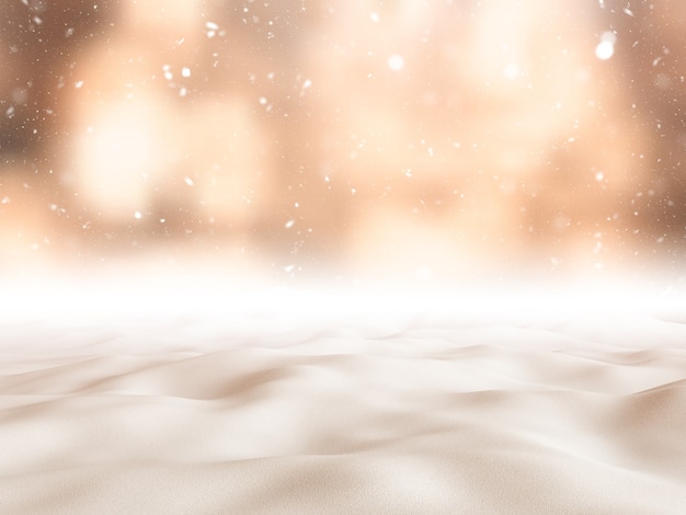 3D render of a golden Christmas landscape background