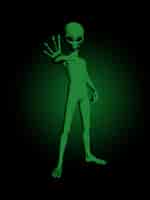 Free photo 3d render of a green alien figure