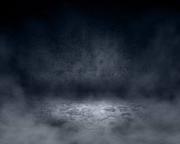 3D render of a grunge room interior with a foggy atmosphere