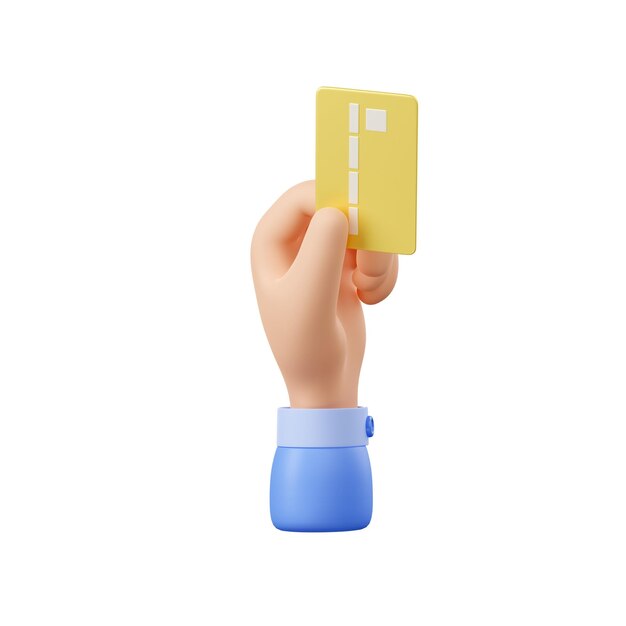 3D визуализация рука держит золотую кредитную карту Иллюстрация