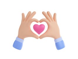Бесплатное фото 3d визуализация рук с розовым сердцем внутри пальцев