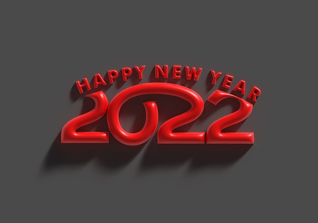 Free photo 3d render happy new year 2022 text typography design illustration.