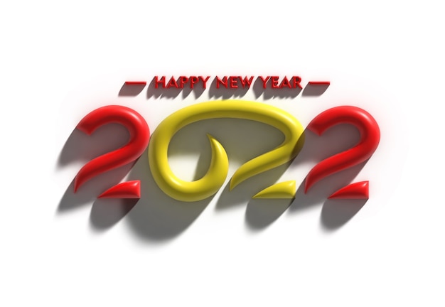 Foto gratuita 3d render felice anno nuovo 2022 testo tipografia design illustrazione.