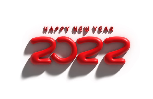 무료 사진 3d 렌더링 새해 복 많이 받으세요 2022 텍스트 타이포그래피 디자인 그림.