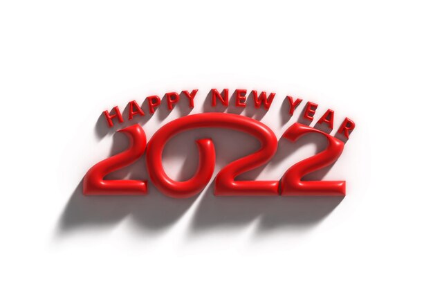 3D Render Happy New Year 2022 Text Typography Design illustration.