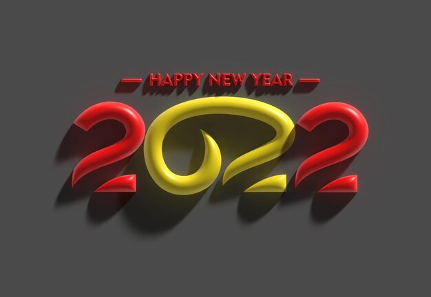 3D Render Happy New Year 2022 Text Typography Design illustration.