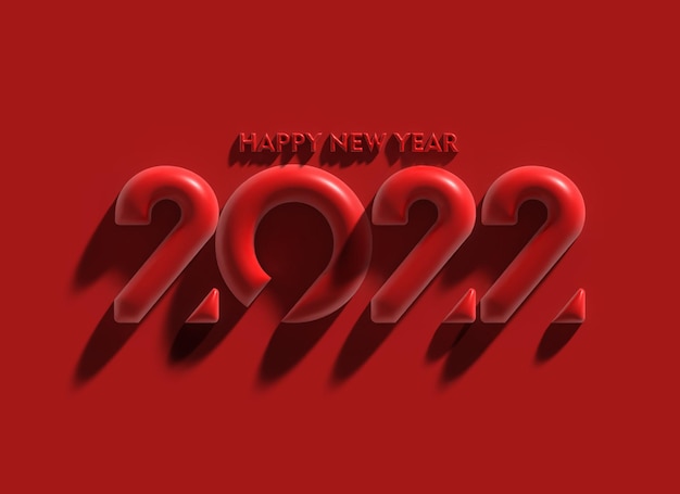 Foto gratuita 3d render felice anno nuovo 2022 testo tipografia design illustrazione.