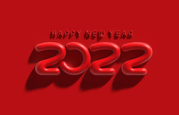 Foto gratuita 3d render felice anno nuovo 2022 testo tipografia design illustrazione.