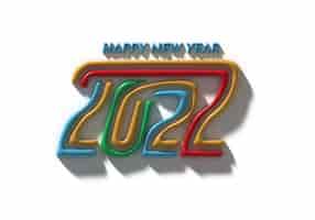 Foto gratuita 3d render felice anno nuovo 2022 testo tipografia design.